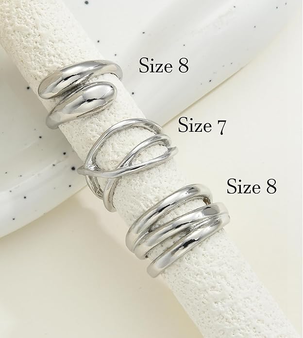 YEEZII Chunky Gold Rings for Women Non Tarnish, 18K Gold Plated Stackable Thumb Ring, Statement Women Rings Set