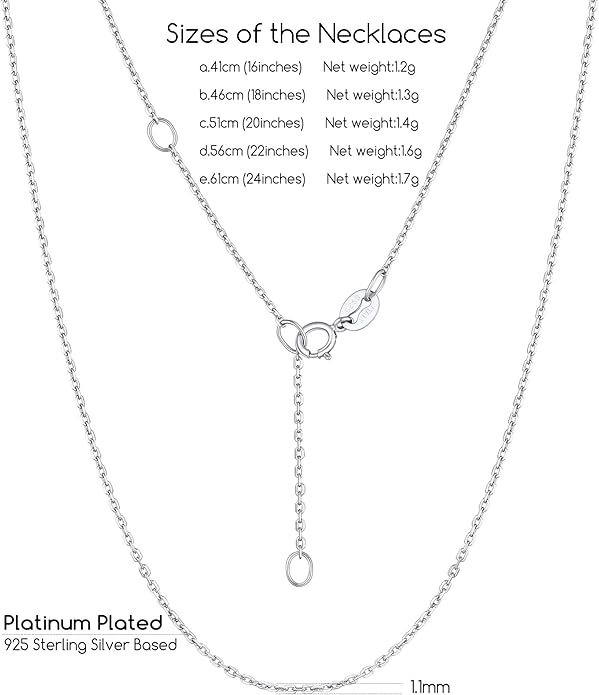 Suplight 925 Sterling Silver Necklace Chain for Women-1.1&1.5mm Chain Necklace 22k Gold Plated/Silver Necklaces for Women Thin & Sturdy-Adjustable Length-Italian Quality 16-24 Inch