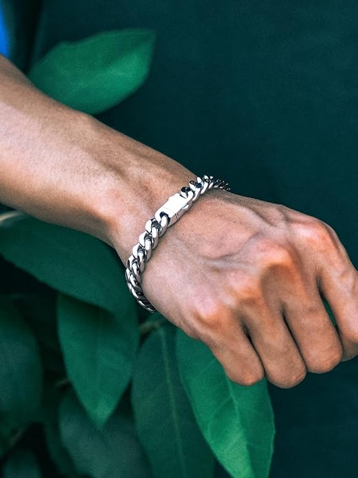 Richsteel 5/7/9/12mm Wide Miami Cuban Link Chain Bracelet for Men Women,Stainless Steel/Gold/Black Plated,7.4/8.2/9 Inch Length,Hip Hop Urban Street-wear Jewelry(Gift Wrapped)