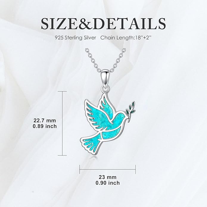 Dove/Hummingbird/Red Cardinal Necklace 925 Sterling Silver Turquoise/Opal/MoonStone/Malachite Bird Necklace Dove Pendant Jewelry for Women Men
