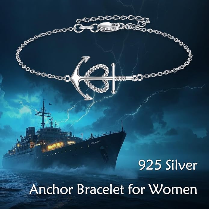 Anchor Bracelet Sterling Silver Faith Hope Charity Bracelets Heart Cross Anchor Jewelry Birthday Gifts for Women