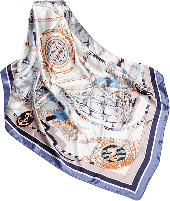 Wander Agio Silk Feeling Head Scarf Womens Fashion Printing Scarves Pattern Square Satin Face Headscarf