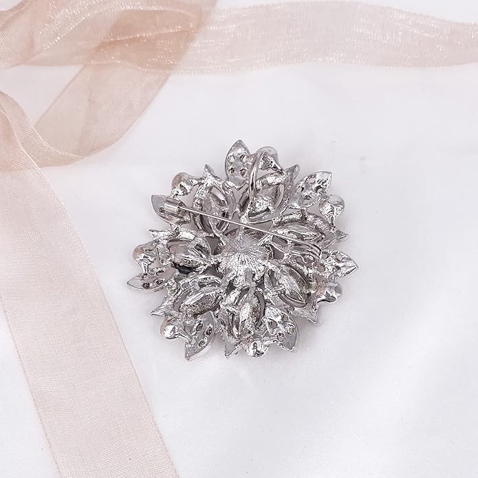 LAXPICOL Vintage Women's Austrian Crystal Elegant Flower Brooch Wedding Broach Pin