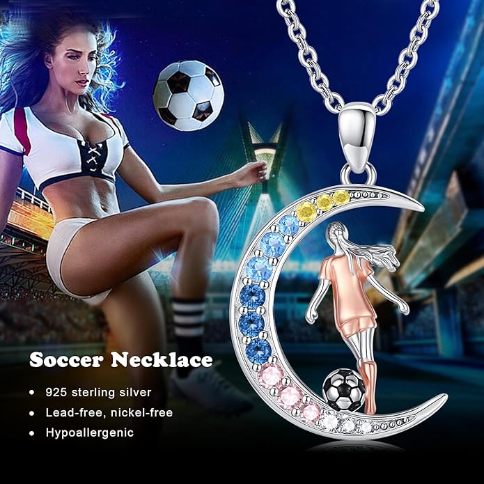 Soccer/Basketball/Gymnastics/Swimming/Ballet/Running/Golf/hockey Necklace 925 Sterling Silver Sport Jewelry Birthday Christmas Gifts for Women