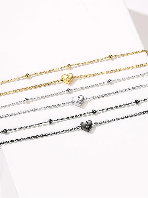 ChicSilver Sterling Silver Anklets for Women 925 Ankle Bracelets for Women Layered Heart Anklet With Beaded Anklets for Women