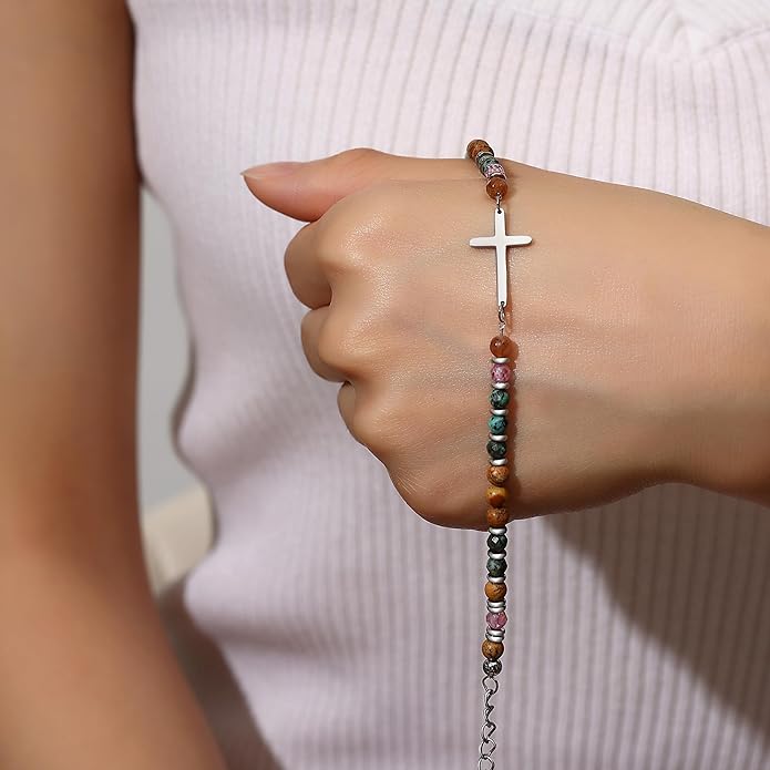 TONY & SANDY Christian Cross Bracelet for Women, Stocking Stuffers for Women, Confirmation Baptism Easter Gifts, Unique Gift for Friends Daughter Mom Sister in Christ on Birthday Christmas