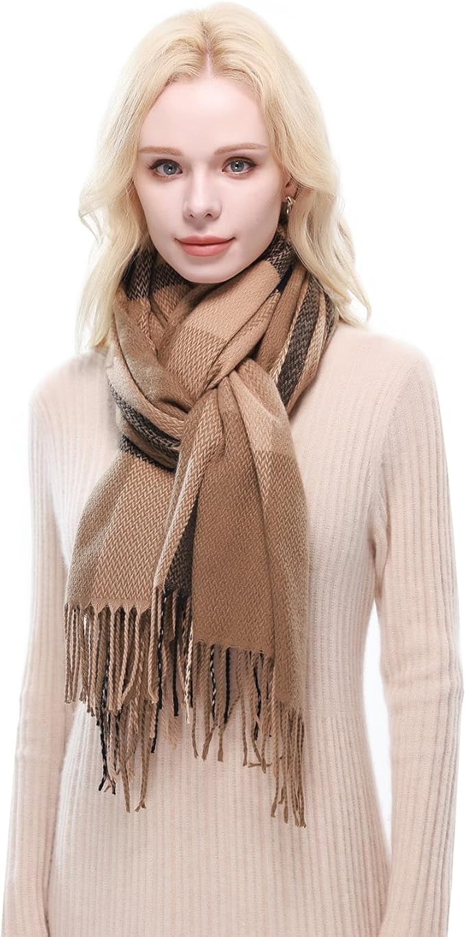 RIIQIICHY Plaid Scarf for Women Fall Winter Pashmina Scarves Wraps for Cold Weather Warm Large