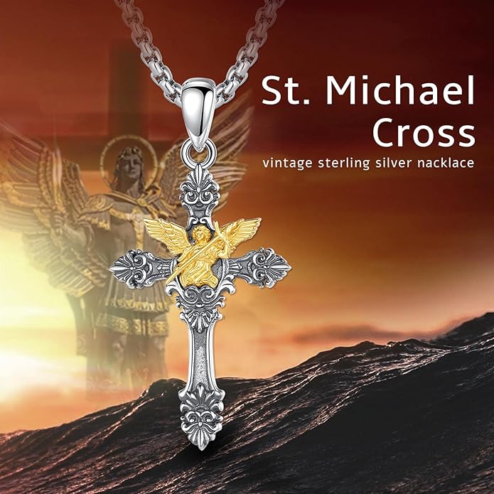 EUDORA 925 Sterling Silver St Christopher/St Benedict/St Michael/Virgin Mary/San Judas Tadeo/Good Shepherd Cross/Archangel Necklace Medal Pendant Protection Religious Amulet Jewelry For Men Women