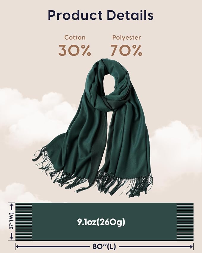 maamgic Women's Winter Scarf Soft Warm Scarf for Women Cozy Shawl Wraps for Women Lightweight Pashmina Style Wrap