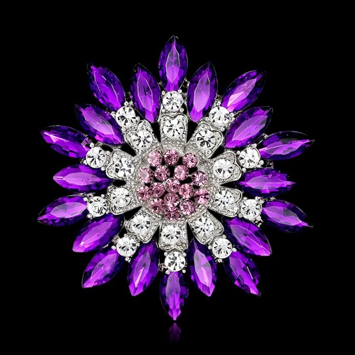Rhinestone Sunflower Brooch for Women Sparkling Cubic Zirconia Flower Brooch Pin Elegant Large Crystal Floral Lapel Pin Dainty Clothing Hat Bag Accessories Christmas Wedding Bridal Birthday Jewelry