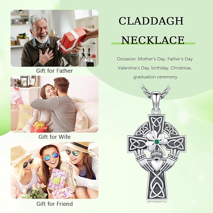 Cross Necklace for Men 925 Sterling Silver Celtic Cross Pendant Christian Jewelry Religious Christmas Gifts for Women