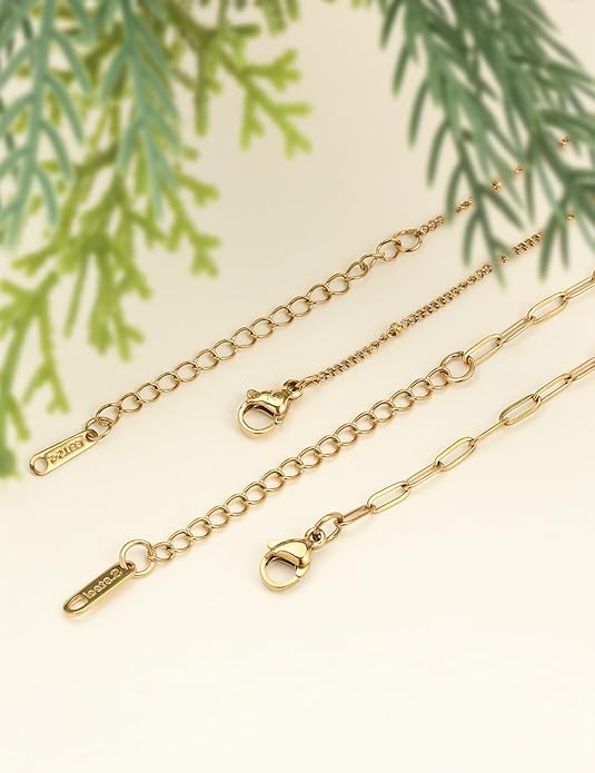 AILPIWE Layered Gold Necklaces for Women, 18K Gold Plated Dainty Paperclip Box Cuban Satellite Chain Necklace Set, Simple Gold Necklace Stack for Women