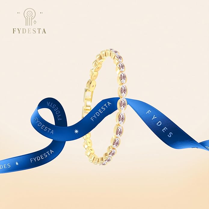 14K Gold Plated Tennis Bracelet for Women – Classic CZ Link Design, Fits 6.0"–7.2" Wrists – Stylish Sparkling Jewelry Gift, Timeless Tennis Bracelets for Women