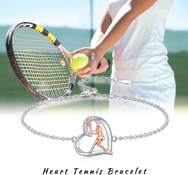 Volleyball/Tennis/Golf Bracelet 925 Sterling Sliver Heart Sports Bracelets Jewelry Gifts for Women Mom Lover Player