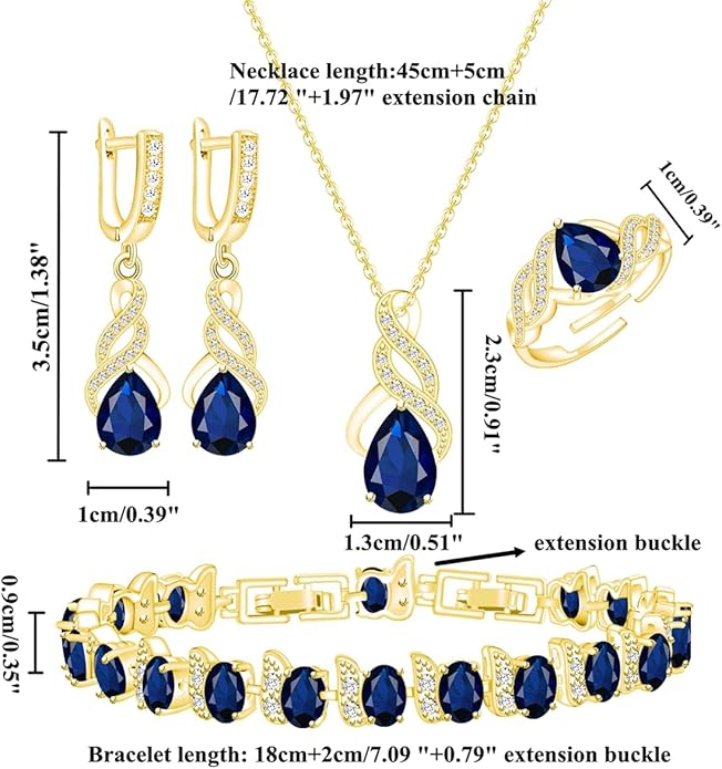 ZCGJWE Wedding Jewelry Set for Women Gem Necklace Earrings Bracelet Luxury Jewelry Set Birthday Valentine's Day Mother's Day Christmas Prom Jewelry Gift