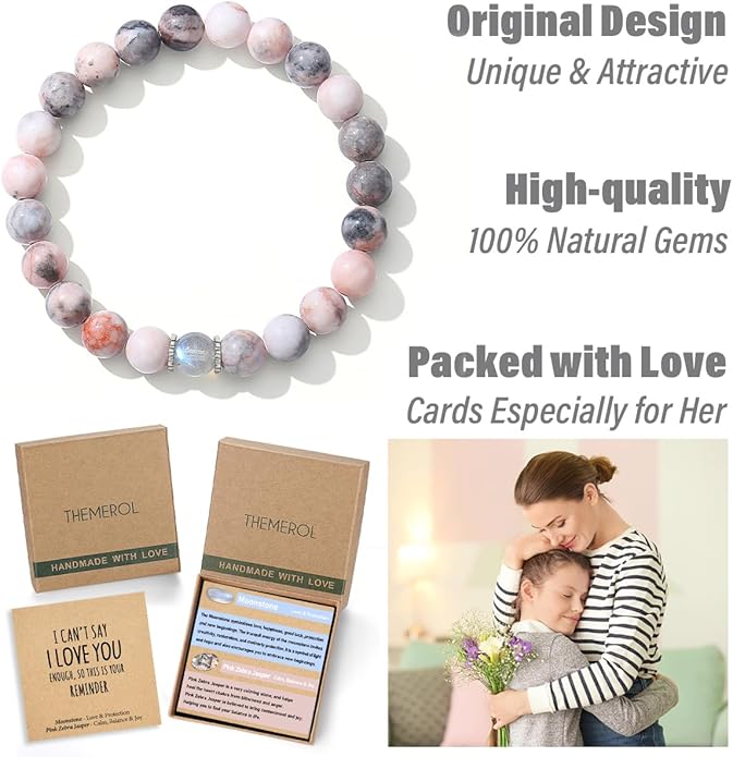 Christmas Stocking Stuffers for Kids/Girls/Teens-Love/Encouragement-Natural Crystal Bracelets-Handmade Cute Gifts