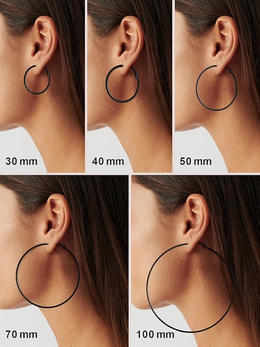 FOCALOOK 14K Gold Plated Lightweight Large Hoops| 2mm Thin Hoop Earrings for Women 30/40/50/70/100mm