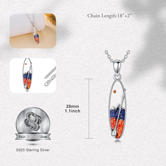 LEECCI Anchor Wave/Four Leaf Clover/Surfboard Necklace 925 Sterling Silver Anchor Pendant Jewelry Gift Graduation Gift for Men Women