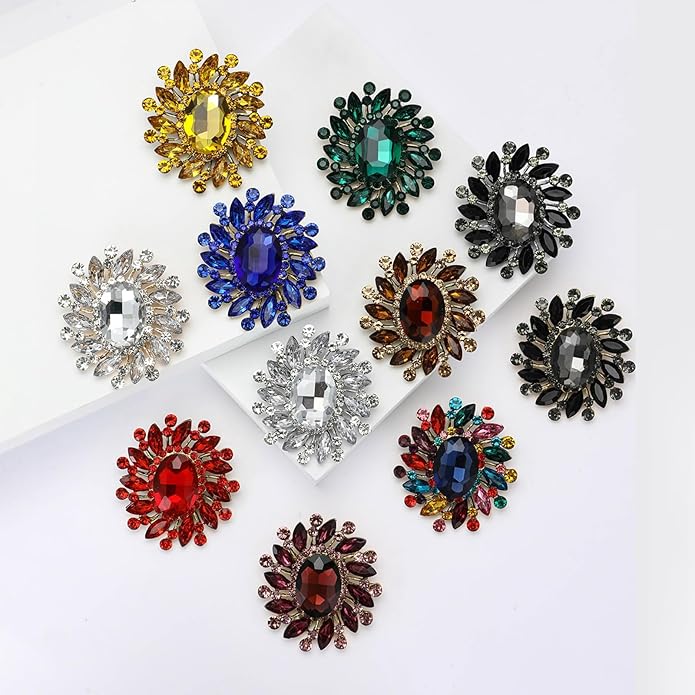 Rhinestone Brooch for Women,Vintage Crystal Flowers Brooch Statement Crystal Glass Lapel Pins Prom Classic Jewelry