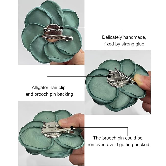 Sanrich Women's Brooches 4pcs Rose Flower Hair Clip Mexican Hair Flowers Clips Hairpin Brooch Tea Party Hats Headpieces (aqua blue)