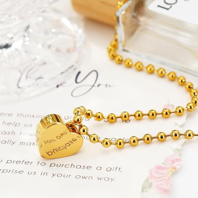 Chunky Gold Necklace for Women, 18K Waterproof Heart Necklace Statement Necklace Gold Charm Necklace Chunky Jewelry Paperclip Chain Choker Gift for Women