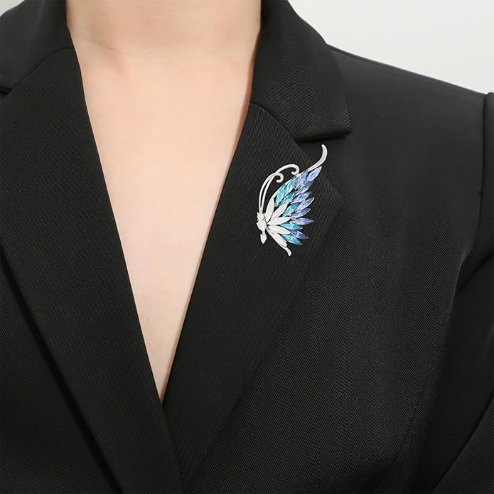 Butterfly Brooch Pins for Women Crystal Rhinestones Elegant Brooches Pins Wedding Jewelry Gift