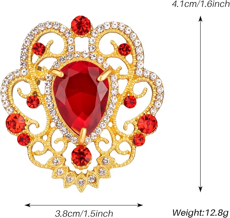 SELOVO Vintage Style Elegant Crown Rhinestone Teardrop Pin Brooch for Women