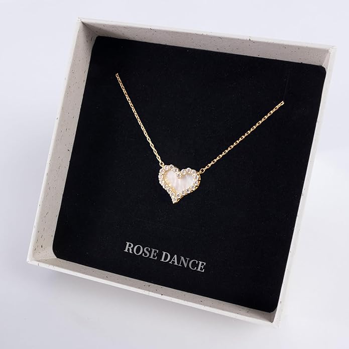 ROSEDANCE Heart Necklace for Women, 14K Gold Plated Dainty Heart Necklace, Tiny Love Symbol Pendant Choker, Minimalist Dainty Jewelry Gift, Valentines Day Anniversary Birthday