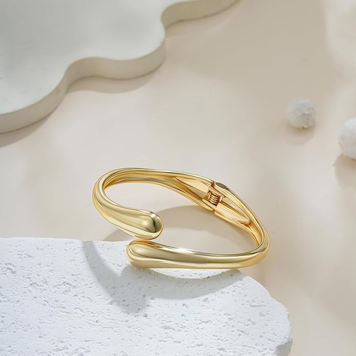 Gold Bracelets for Women Trendy - 14K Gold Plated Bangle Bracelet Chunky Adjustable Twist Cuff Gold Bracelet Non Tarnish Waterproof Jewelry for Women Gifts