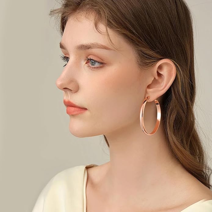 Gacimy 14K Gold Plated Hoop Earrings for Women, 14k Real Gold Plated with 925 Sterling Silver Post, Hypoallergenic Lightweight Thick Hoops Earrings for Women Trendy