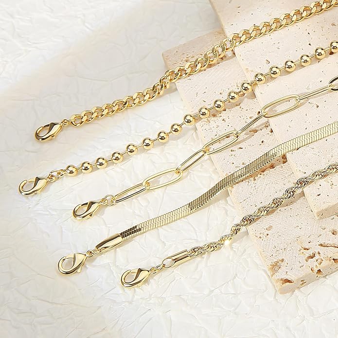 Sterling Silver Anklet Bracelets for Women Waterproof, 925 Sliver Plated CZ & Heart Charm Dainty Layer Anklets for Women Trendy, Simple Chain Anklets Set Gifts for Women, Jewelry Gifts for Her Women Mom Wife Girlfriend