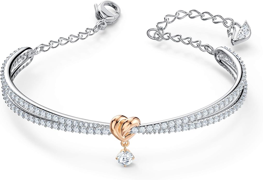 SWAROVSKI Lifelong Heart Necklace, Earrings, and Bracelet Crystal Jewelry Collection, Rose Gold & Rhodium Tone Finish