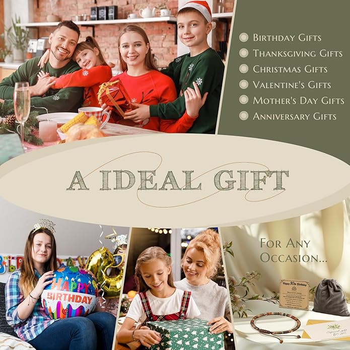 30th 40th 50th 60th 70th 80th Birthday Gifts for Women, Natural Stone Bracelet Birthday Gifts for Mom Daughter Grandma Sister Friends Coworker