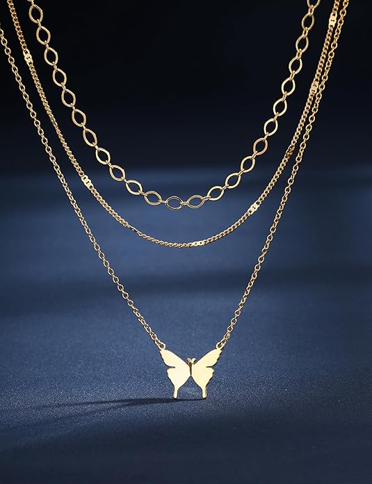 Besteel 3Pcs Dainty Layered Necklaces for Women - Paperclip Choker Necklace Stacks Set Trendy Simple Layering Chain Pendant Jewelry Non Tarnish Gifts