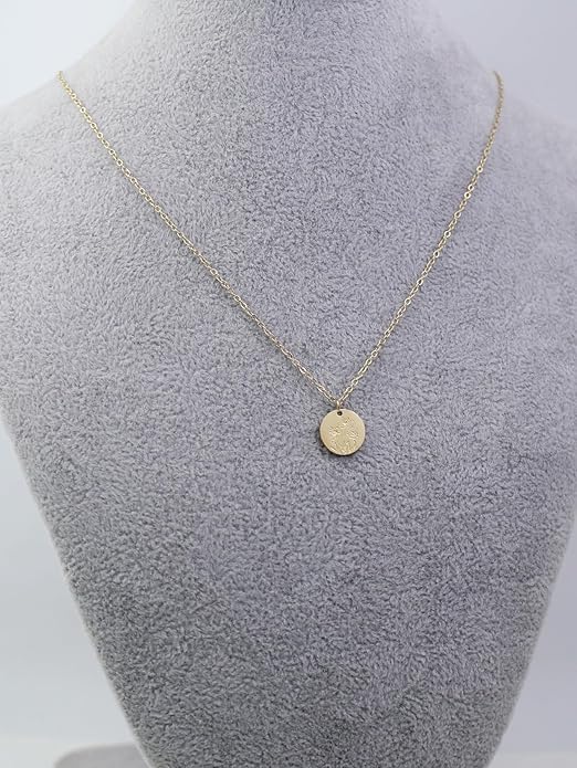 Birth Flower Necklace, 14K Gold Plated Floral Pendant Necklaces for Women, Simple Dainty Birth Month Flower Necklace, Birthday Jewelry for Women - 12 Month