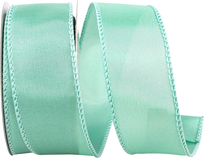 Ribbon - Satin Value Wired Edge, Aqua, 1-1/2 Inch, 10 Yards