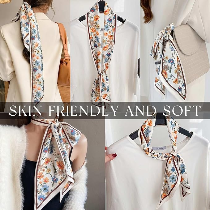 Dailyacc Hair Scarf for Women Fashion Silky Satin Headscarf Wrap Breathable Lightweight Neck Scarves For Handbag