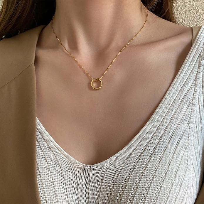 Gold Layered Necklaces for Women 14k Gold Plated Dainty Stackable Choker Necklaces for Women Trendy Layering Chain Cute Pendant Necklace Set Gold Jewelry for Women
