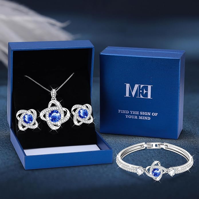 Celestiluck Crystal Jewelry Sets For Women 18K White Gold Plated Bracelet Necklace and Earrings Sets for Wife Girlfriend or Mothers Idea Gift for Special Women in Life