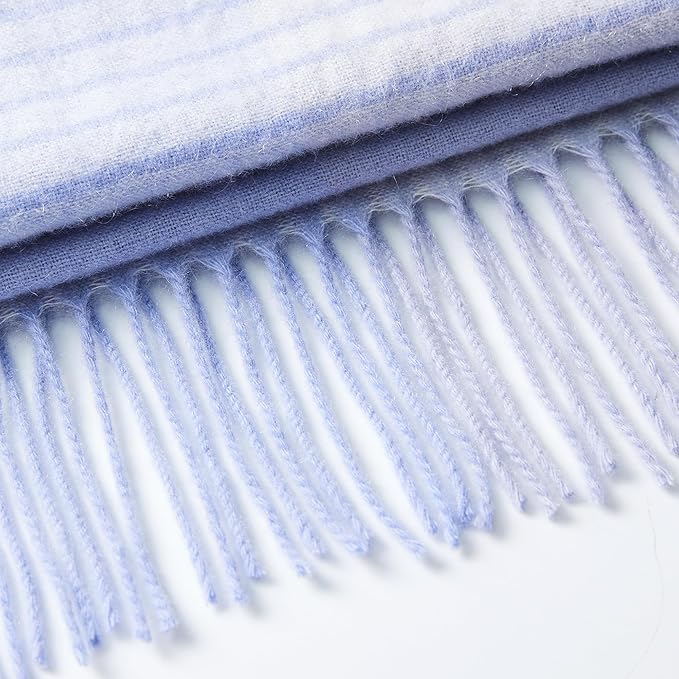 EURKEA 100% Cashmere 2025 Winter Scarf for Women Fringed Edges Warm & Soft Lightweight Solid/Plaid/Two-Tone Free Size