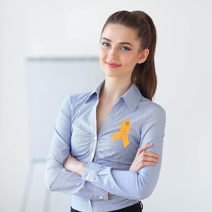 1/2/5/10/25/50/100pcs Satin Awareness Ribbon Pins (Pick your color), for Cancer & Disease Awareness, Bulk Quantities for Fundraising, Events, Gift Giving