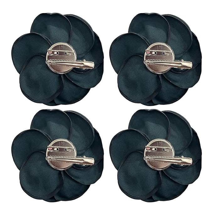 Sanrich Women's Brooches 4pcs Rose Flower Hair Clip Mexican Hair Flowers Clips Hairpin Brooch Tea Party Hats Headpieces (blackish green)