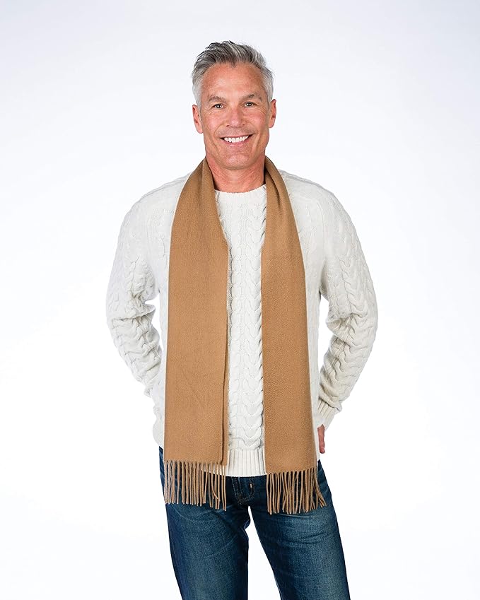 Alashan Cashmere Ultra-Fine Merino Wool and Cashmere Blend Woven Scarf -Luxe fabric-Lightweight- 72" x 12"