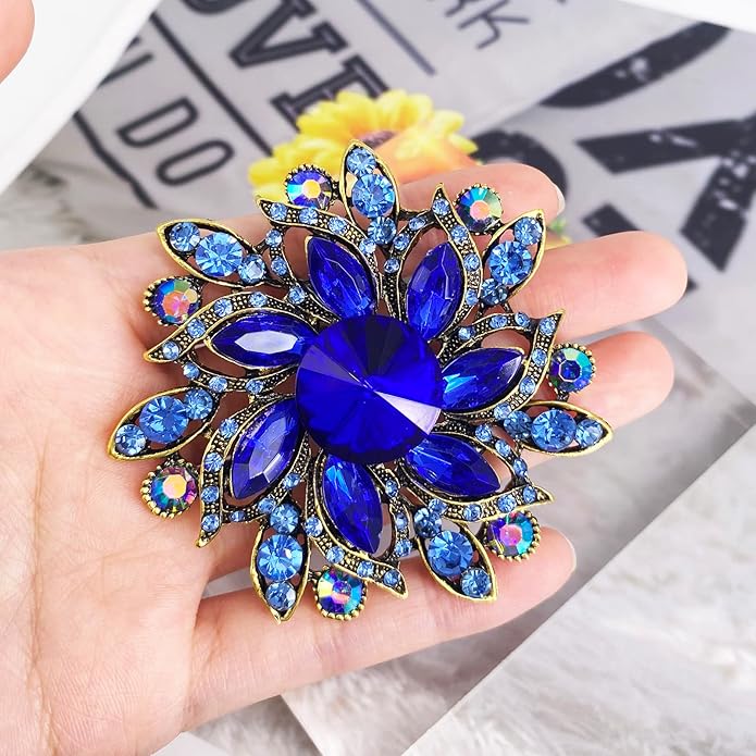 LAXPICOL Vintage Women's Austrian Crystal Elegant Flower Brooch Wedding Broach Pin