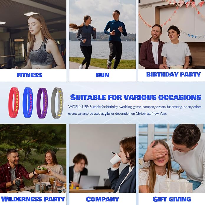 10-5000PCS Custom Rubber Bracelets Bulk, Personalized Silicone Wristbands with Text/Clipart, Customizable Silicone Bracelets for Sport, Events, Support, Parties,Fundraising