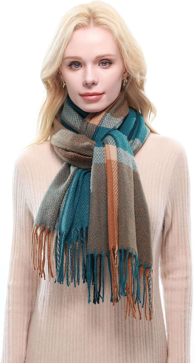 RIIQIICHY Plaid Scarf for Women Fall Winter Pashmina Scarves Wraps for Cold Weather Warm Large
