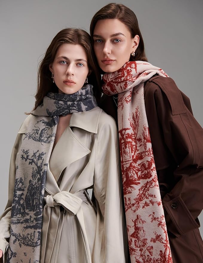 ZHE JIN Luxurious Silk Scarf Shawl Wraps for Women, Warm Scarves Winter Gift, 100% Brushed Mulberry Silk