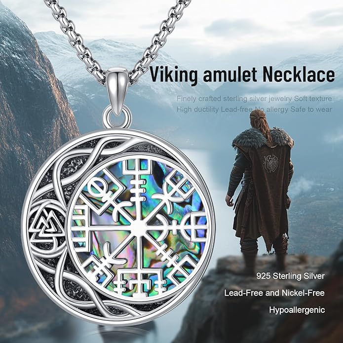 Taioiat viking Pendant Necklace for Men Nordic Celtic 925 Sterling Silver Vintage Mjolnir Jewelry Norse Vikings Gift for Women