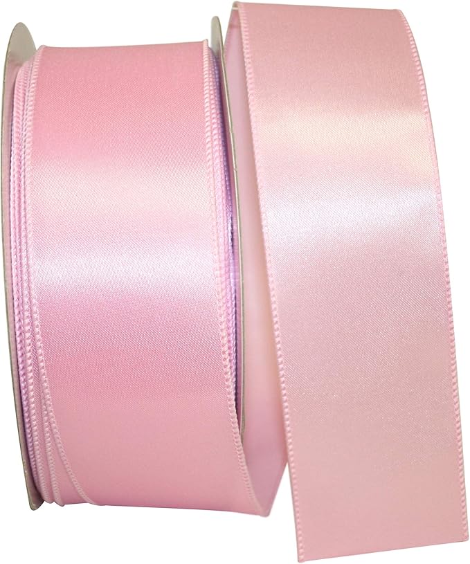 Reliant Ribbon 92575W-061-40K Satin Value Wired Edge Ribbon, 2-1/2 Inch X 50 Yards, Pink