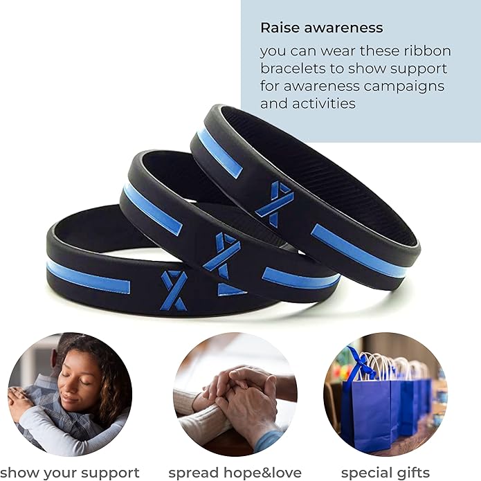 Inkstone Awareness Ribbon Silicone Bracelets (12-pack) - Wholesale Pack of 1 Dozen Unisex Wristbands for Men Women - Cancer Survivor Hospital Gifts Party Favors Giveaways Goodie Bag Items